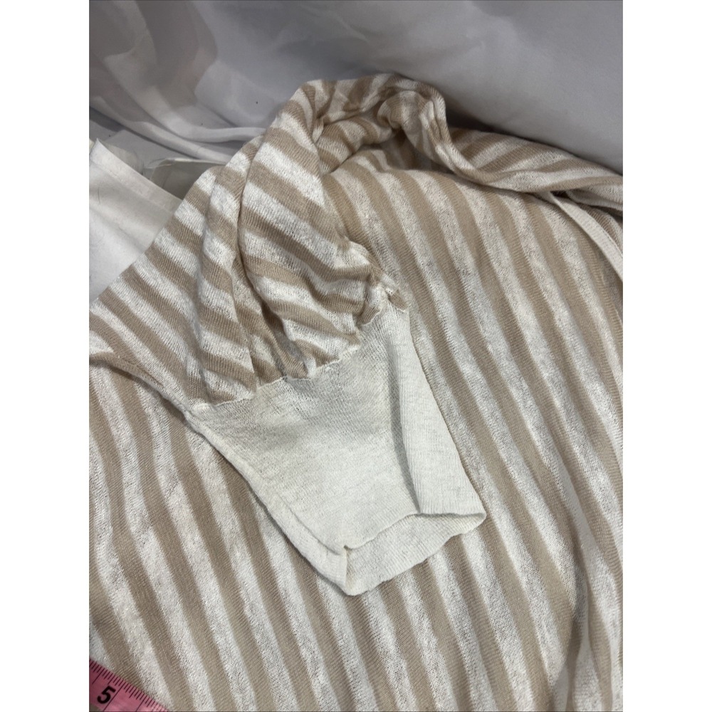 Chicos 3 tan  White Stripe Top 3/4 Sleeve dress light weight sweater‎ 70